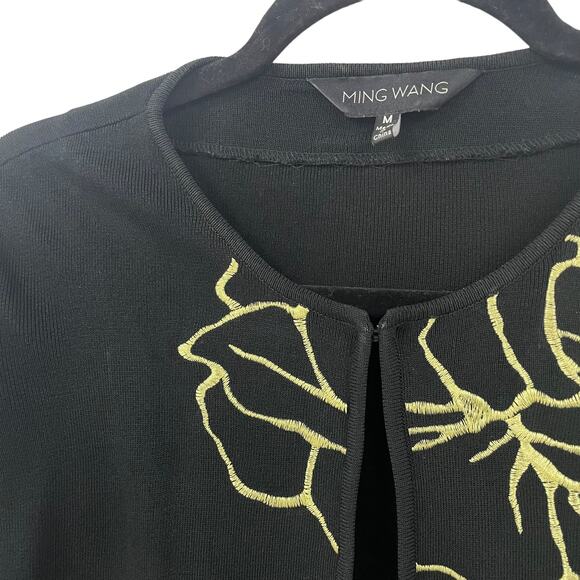 Ming Wang 3/4 Sleeve Floral Embroidered Knit Jacket Womens Medium - Picture 4 of 7